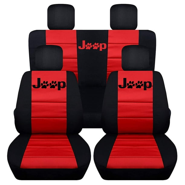 Designcovers Fits 2011 to 2012 Jeep Wrangler 4 Door Paw Prints 22 Color Options No Side Airbags, Black Brown